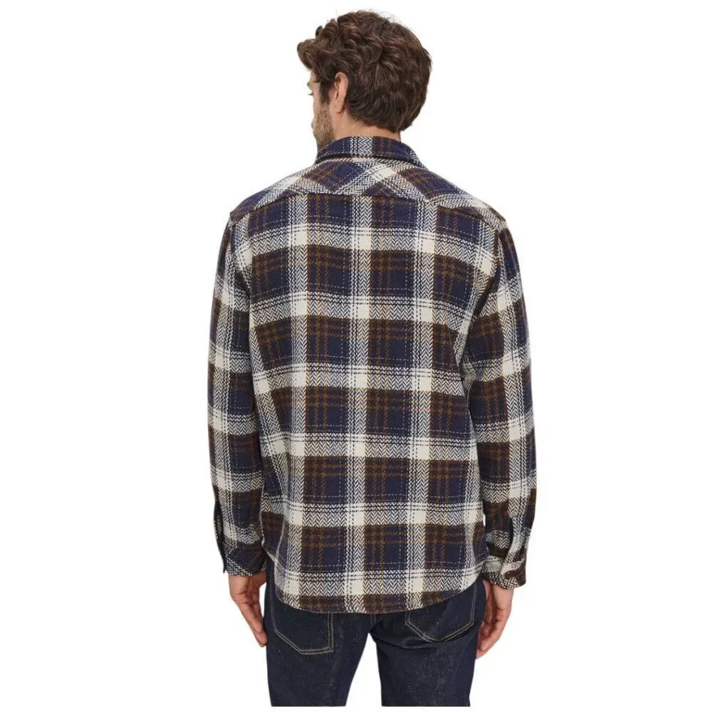 Rails Men's Berkshire Navy Umber Cream Plaid Shacket Flannel Size M Wool Blend